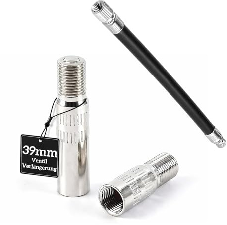 3er Ventilverlängerung Set für E-Scooter, Autoventil, 39mm & 160mm Schlauch | 2x 39mm Adapter + 1x 160mm flexibler Schlauch, für kurze Ventile, kompatibel z.B. mit M365 & G30, Pumpe, unterwegs