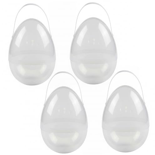 AwnsIMfreien Osterbehälter, 4er-Pack riesiges Osterei, 25 cm große durchsichtige Eier mit Griffen für DIY-Kunsthandwerk, Partygeschenke und Spielzeugaufbewahrung, durchsichtige Eier