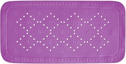 Spirella Duschmatte Badematte Badewannenmatte Badewanneneinlage antibakteriell rutschfest mit Saugnäpfen - Alaska Lila - ca. 36 x 91 cm