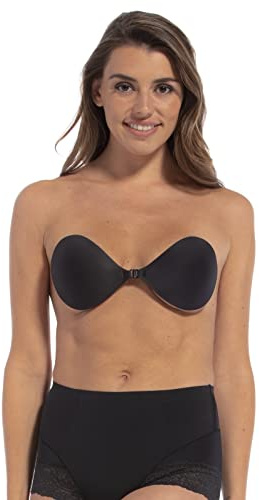 MAGIC Bodyfashion Backless Beauty Damen Rückenfreie Trägerlose und Selbstklebende Push-Up Klebe-BH,Schwarz,80C