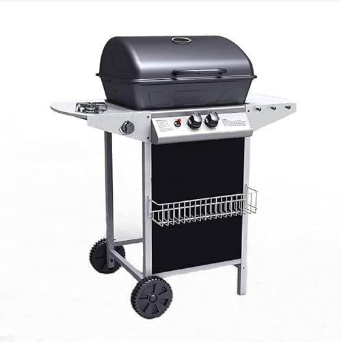 Barbecue/Griglia a Gas con Pietra Lavica con Ruote e Fornello Laterale - Mod. KALDERA GRILL (Cod. 5817)
