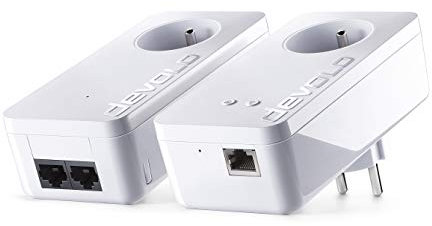 devolo dLAN 550+ WiFi, Prise Réseau CPL WiFi (500 Mbit/s via CPL, 300 Mbit/s en WiFi, 2x Adaptateurs, 2x Ports Fast Ethernet, Amplifier WiFi, Courant Porteur, Access Point) - Kit de Démarrage