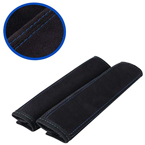 L & P Car Design L&P A135-2 2 Stück Gurtschoner Gurtpolster aus Microfaser in Schwarz mit Blauer Naht