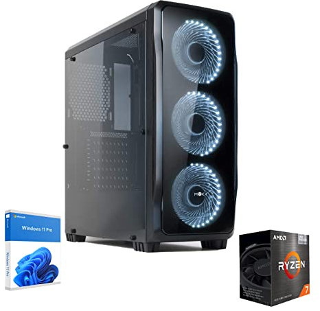 REALTECHNOLOGY Pc Fisso Desktop Amd Ryzen 7 5700G 4.60Ghz 8-Core,Ram Ddr4 32Gb 3200Mhz,Ssd M2 1Tb,Radeon Vega 8 Integrata, Wifi, Windows 11 Professional,Pc Fisso Computer Assemblato