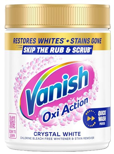 Vanish Stain Remover, Gold Oxi Action Powder, 470g, Restores Whites and Protects Laundry from Greying, Removes Stains, Odours Laundry Detergent Leave Behind, Bleach Free