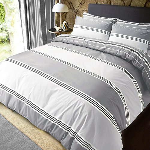 Sleepdown Banded Stripe Grau, Baumwolle, Gris, King, 220 cm x 230 cm