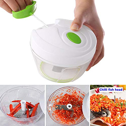 Cortador De Verdura Picador De Alimentos Picador Manual De Vegetales De 330 Ml Picador De Carne Vegetariana Rápida De Mano Picador Cortadora Amarillo Azul