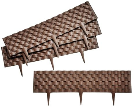 Garden Mile 2.4M Decorative Garden Fencing Faux Rattan Style Edging 22cm Tall - Outdoor Garden Partition Flowerbed Seperator - Decorative Fence For Patio, Lawn, Driveway - Flexible Flowerbed Edging