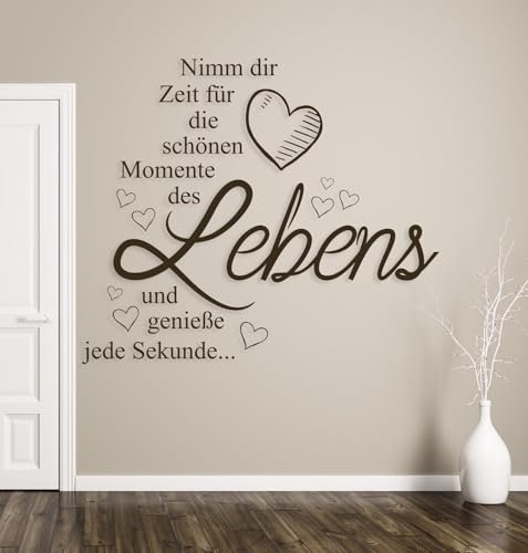 tjapalo® a51 Wandtattoo nimm dir Zeit für die schönen Momente wandtattoo wohnzimmer spruch zitate Wandsticker Flur und Diele wanddeko Wohnzimmer modern, Farbe: Silber, Größe: H38xB35cm