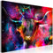 decomonkey Bilder Tiere Abstrakt 90x60 cm 1 Teilig Leinwandbilder Bild auf Leinwand Vlies Wandbild Kunstdruck Wanddeko Wand Wohnzimmer Wanddekoration Deko Büffel bunt
