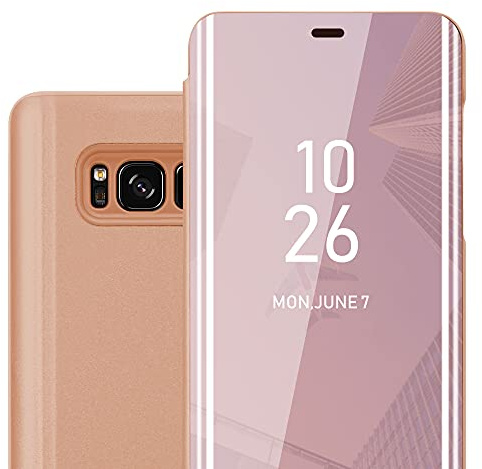 Cadorabo Hülle kompatibel mit Samsung Galaxy S8 Plus Schutzhülle TPU Silikon Case 360 View Spiegel, Slim Kratzfest Weiche Gummi mit Rundumschutz Cover Hülle für Galaxy S8 Plus in Pink