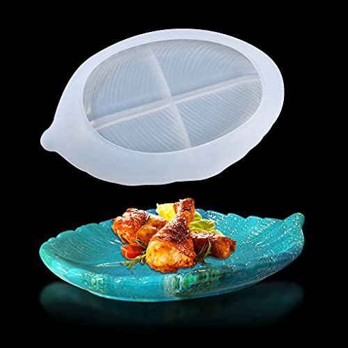 FineInno Moules Résine Plateau Fruits, Feuill Tray Resin Mold, Moulle Silicone Plaque de Bijoux, Moules de Epoxy Porte Savon pour DIY Artisanat Décorations Maison