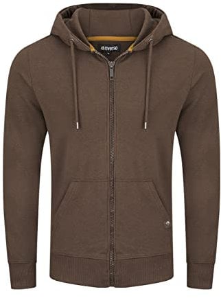 riverso Herren Kapuzenjacke RIVNils Hoodie Reißverschluss Kapuze viele Farben Grau Blau Schwarz Rot Grün Braun S M L XL XXL 3XL 4XL 5XL, Größe:4XL, Farbe:Dark Brown (21400)