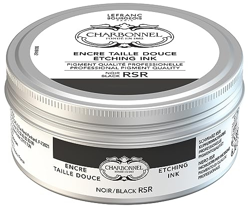 Charbonnel Kupferdruckfarben, hochpigmentierte Tiefdruckfarbe, ausgezeichnete Lichtechtheit, Vegan, lebendige Farben, alterungsbeständig, 200ml Topf - Schwarz RSR