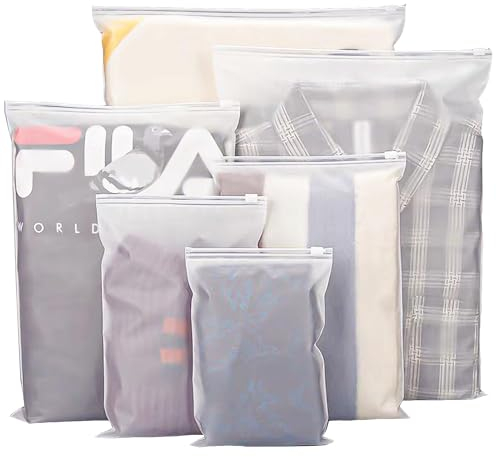 SULOLI 20PCS Travel Storage Bags Set, Reusable Saving Space Plastic Ziplock Seal Clothes Bags Frosted Waterproof Multifunctional Luggage Storage Pouch for Clothes, Shoes, Cosmetics