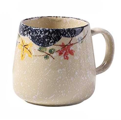 1 taza de café vintage único estilo retro japonés de cerámica, taza de cambio de horno de 380 ml, regalo creativo para amigos con tapa y cuchara