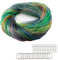 200 Stücke Scoubidou Strings Plastic Braided Rope 20 Farben Scoubidou Bänder mit 15 PCS Snap Clips und 15 PCS Schlüsselbund Ringe für DIY Kunstwerk Handarbeit Schlüsselanhänger und Mehr