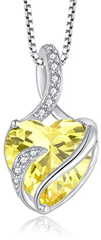 FJ Unendlichkeit November Geburtsstein Kette Damen 925 Sterling Silber Herz Citrin Anhänger Halskette Schmuck Geschenke für Damen Frauen Mutter Freundin Mama