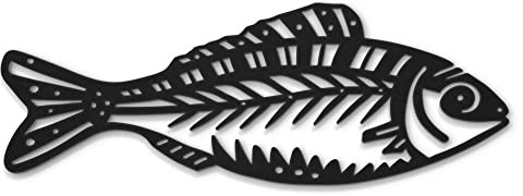 Beautiwall Fische Moderne Wanddeko Metall Schwarz - Beschichtete Wandschmuck Metallbilder - Wohnzimmer Badezimmer Schlafzimmer Wand Deko Metalldekoration - Inklusive Klebestreifen