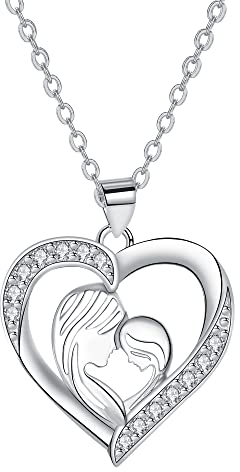 J.MUEN Mutter und Tochter Kette 925 Sterling Silber Herz Halskette Anhänger Halskette Schmuck Geschenke für Mama