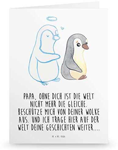 Mr. & Mrs. Panda Klapp Trauerkarte Trauer Papa - Trauerkarte Klein, Trauerkarte Mit Umschlag, Trauerkarte Mit Blumenmotiv, Tod, Karte Zum Abschied,