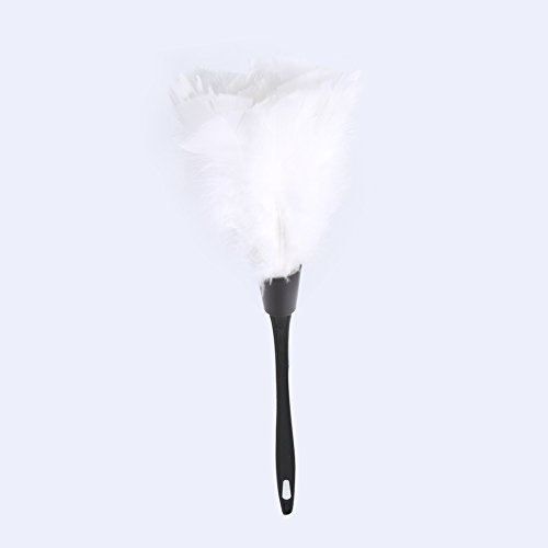 BuyWeek Turquie plumeau, 14 pouces plumeau de nettoyage doux plumeau brosse outils de nettoyage avec poignée noire pour le nettoyage de voiture de meubles de maison(Blanc)