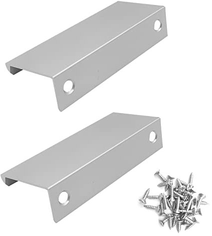 CHEERYMAGIC 2 Pack Back Mount Finger Edge Pull, Concealed Handles Cabinet Pull Handles 64mm Hole Spacing for Home Kitchen Door Drawer Cabinet A6-JSLS (Silver)