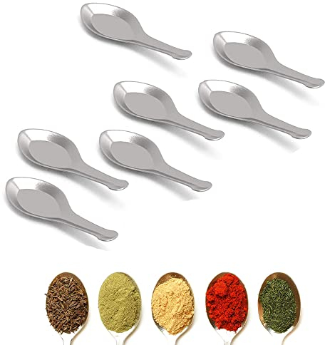 KSJONE Stainless Steel Masala Spoons for Small Containers Mini Spoon for Masala Dabba Spices Spoons, All Tea Coffee Sugar & Spices Set of 7 pcs 8.12 cm