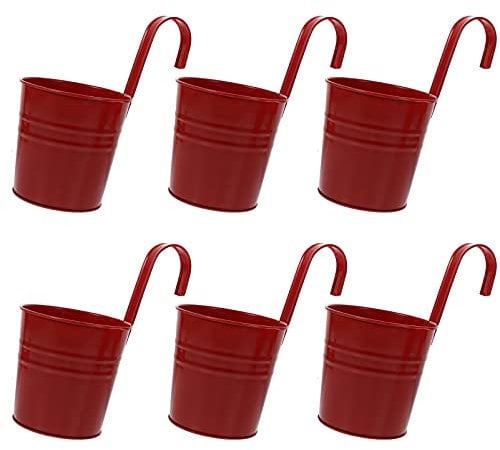 Healvian Eisen Hängetöpfe für Pflanzen und Blumen, Rot