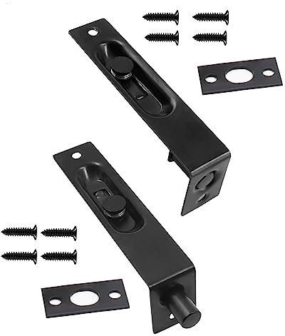 Biaungdo 2 Pcs 4 Inch Door Gate Flush Bolt, Stainless Steel Flush Slide Lock Bolt Heavy Duty French Door Lock Latch Concealed Slide Lock Flush Bolt for Door(Black, Double-Open Door)