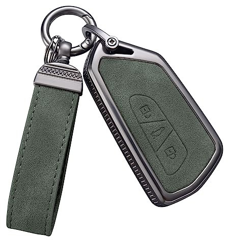 YO&YOYE Coque de clé Volkswagen avec porte-clés en cuir pour VW ID3 ID4 MK8 Golf 8 GTI Skoda Octavia entrée sans clé (modèle 3, vert)