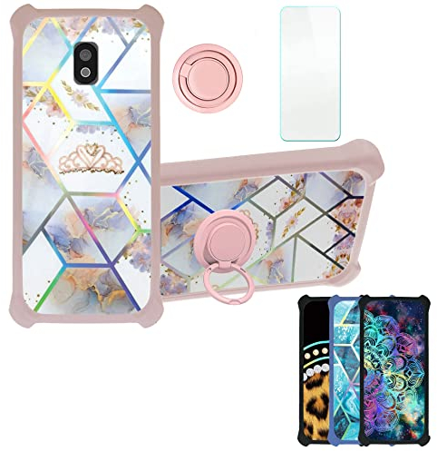 Aroepurt Hülle Für Cat S42 hülle Kompatibel mit Cat S42 Hülle Case Handyhülle Schutzhülle Cover [Mit 9H Härte HD Schutzfolie] PC + Silikon Ständer IMDF-HG