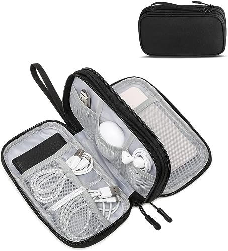 JNTMIKUN Kabeltasche Elektronische Tasche Universal Kabel Organizer Tasche,Doppelschicht Reise Elektronik Zubehör Tasche für Festplatten Kabel Ladegerät USB SD-Karte, Schwarz