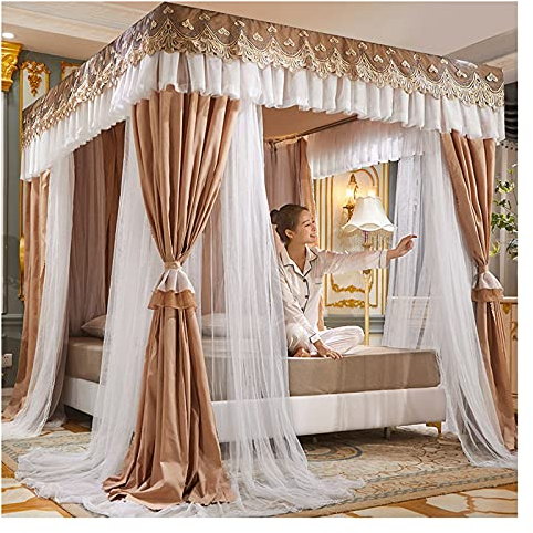 CENAP Bettvorhang, Himmelbett, Moskitonetz, doppellagig, Prinzessinnen-Vorhänge, Baldachin für Mädchen, Einzel-/Kingsize-Bett mit Rahmen, Bettdekoration (Größe: 1,8 x 2,2 m/5,9 x 7,2 Fuß)