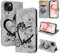 CASAFUNY Handyhülle für iPhone 15 Hülle Tasche PU Leder Flip Case Brieftasche Kartenfach Klapphülle Handytasche Case Schutzhülle für iPhone 15, Schwarz