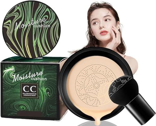 CC Creme Flüssige Foundation Make Up Pilzkopfschwamm Concealer Pilzkopf Luftkissen BB Cream Make-up-Basis, Gleichmäßiger Hautton für Alle Hauttypen (Ivory)