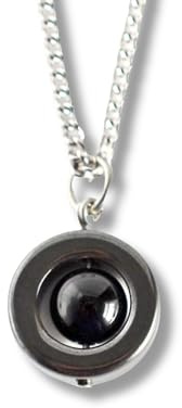 Little Gems Jewels Edelstein Fidget Spinner Halskette, Edelstahlkette (Onyx, 18 Zoll)