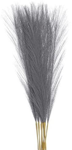 Sourcing Map 10Pcs Faux Pampas Grass - 21/55cm Fluffy Artificial Pampas Decor for Living Room, Party Wall Vase, Wedding Decoration - Dark Grey