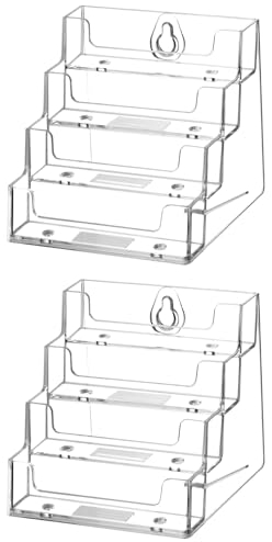QWORK® 2 Pièces/Paquet Porte-cartes de Visite en Acrylique avec 4 Compartiments, Support Transparent pour Cartes de Visite pour le Bureau, pour le Stockage au Bureau, au Détail et sur les Comptoirs