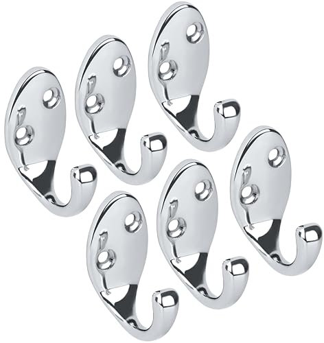 RICOO 6 x Garderobenhaken Silber Kleiderhaken Wand MH014-S6 Haken zum Einhängen Metallhaken Wandgarderobe Bademantel- & handtuchhaken zum Bohren Badhaken Badezimmerhaken Jakenhaken