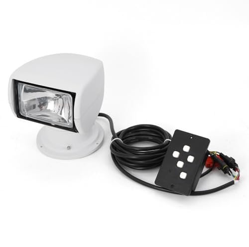 unkonwcy Boot Suchscheinwerfer Marine Fernbedienung Funkfernsteuerbar Mit Magnetfuß Suchlicht Wetterfest Arbeitsscheinwerfer Auto Searchlightboat FüR Offroad Jagd Garden 360 Grad Drehbar 12V 100W