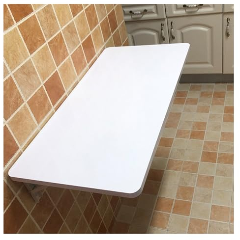 Klappbarer Wandtisch, Wandmontierter Klappschreibtisch, Klapptisch für Büro, Garage, Bar, Arbeitszimmer, Küche, Weiß
