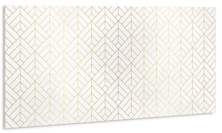 Tulup Wandpaneele die Küche 100x50cm PVC Boden Selbstklebend Fliesenaufkleber Wasserdicht Bad - Goldene Geometrie