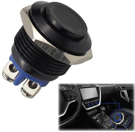 Boton Interruptor,Momentaneo 16mm,Pulsador Interruptor,Interruptores De Botón Pulsador Momentáneos,Interruptor de Botón para Carros,Interruptor de Botón de momentáneo de Metal Resistente al Agua