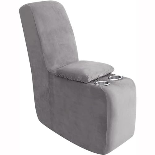Mswborml Velvet Sectional Couch Covers L-Shaped Sofa Recliner 2-Piece L Shape Sectional Recliner Sofa Covers Thick Storage Console Cover Reclining Sofa Cup Holders Cover Soft, Washable,Light Gray