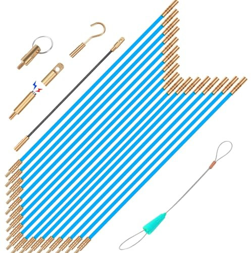 GURADESIGN Kit elettrico da 7 m in fibra di vetro con cavi elettrici per tirare, kit elettrico con 6 diversi attacchi e kit estrattore per fili a nastro per pesci (blu)