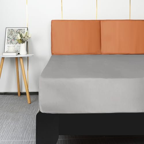 Lirex Sábana Bajera de Satén 150x200cm, para Colchón de hasta 35 cm de Altura, Ropa de Cama de Satén de Poliéster, Lujosa y Suave, Gris Claro