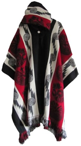 TACSTRUN Herren Azteken-Kapuzenpullover, Poncho, Umhang, Mantel, Vintage, Fledermausärmel, Umhang, Schal, modischer Strick-Kapuzenpullover