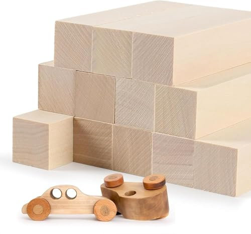 Minnhua 12PCS Madera Para Tallar Tilo,Bloques de Talla de Madera de Tilo 10x2,5x2,5cm,bloques de madera natural para tallar Para Principiantes, Manualidades,DIY Bloques De Madera Para Adultos, Niños