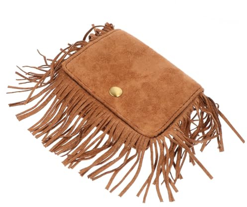 VALICLUD Fransentasche für Damen, Umhängetasche, Kuriertasche, Crossbody-Tasche für Damen, Vintage, Handtasche, Umhängetasche, gelbes Wildleder